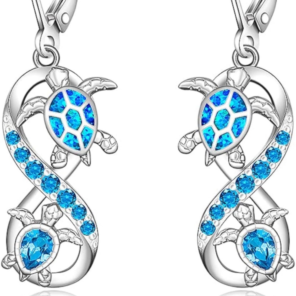 Opal and Topaz Turtles Everlasting Love Earrings